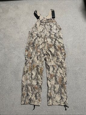 Men's Camo Utility Bib Overalls - Beige/Gray